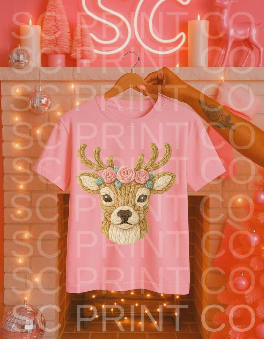 DIGITAL FILE | Yarn floral reindeer
