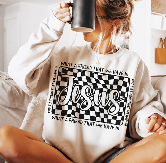 Jesus checkered ADULT TEE OR PULLOVER