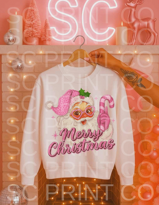 DIGITAL FILE | Faux rhinestone Pink Santa